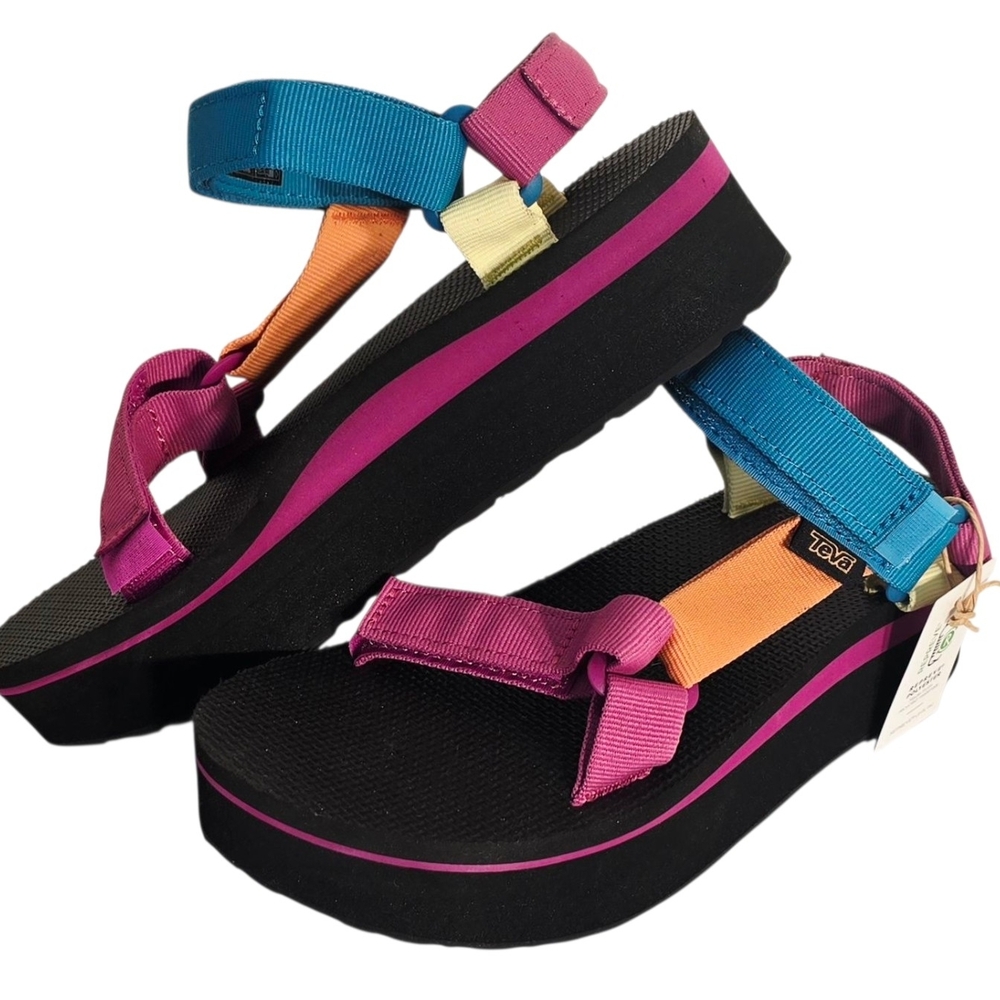 Teva Platform Sandals Womens Multicolor Flatform Hiking Outdoor NEW - Picture 7 of 8